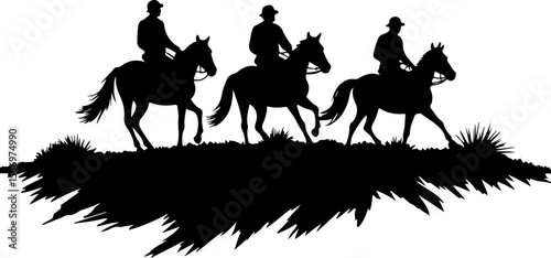 Mountain Horse Racing Downhill Silhouette vector bundle