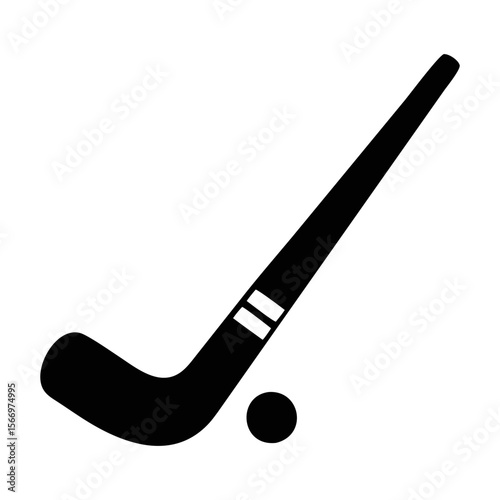 Silhouette illustration of a hockey stick and puck ready for play