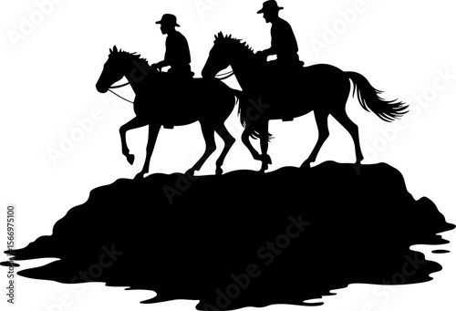 Mountain Horse Racing Downhill Silhouette vector bundle