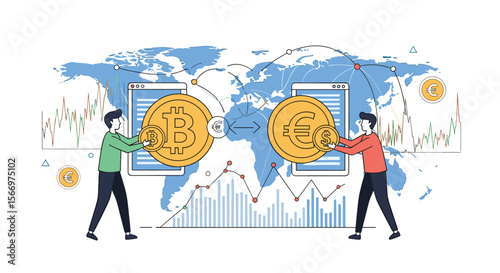 Global financial transactions and currency exchange illustrating international business growth and economic prosperity through digital platforms