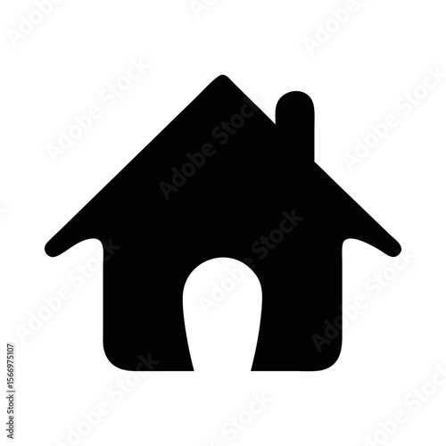 Simple minimalist black house icon with rounded features on white background