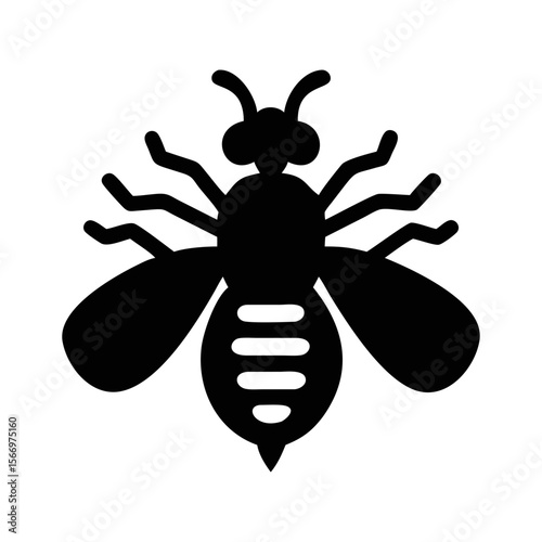 A black silhouette of a honey bee, a common stinging insect