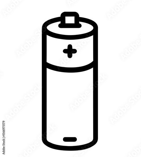 Battery with positive and negative terminals. portable energy source, electric power, mobile charging, device autonomy, compact electronics