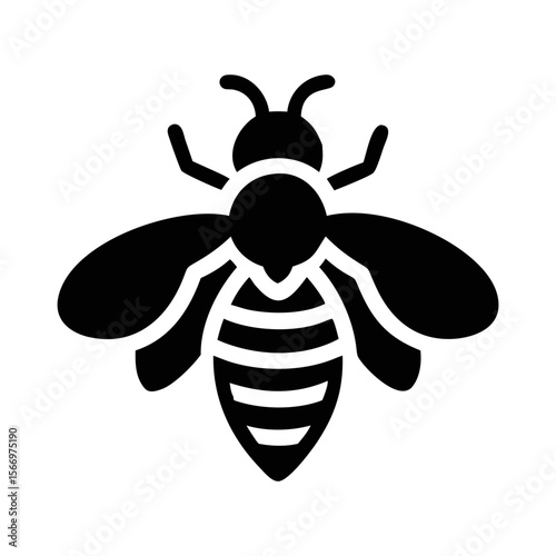 Silhouette of a bee displaying its striped abdomen and delicate wings