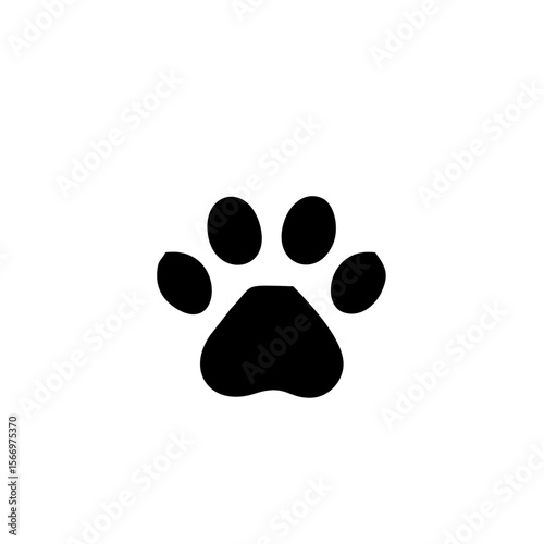 Solid Paw Emblem — Bold Pet Icon in Circle, A black vector icon of a stylized paw print enclosed in a solid black circle — symbolizing pets, animal welfare, and clean branding with editorial clarity.