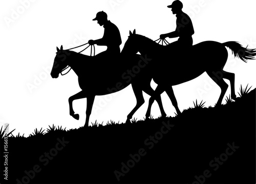 Mountain Horse Racing Downhill Silhouette vector bundle