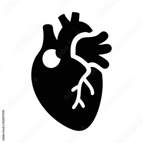 Simple anatomical heart in black silhouette representation for medical science