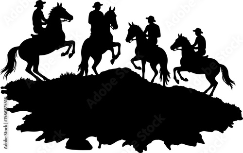 Mountain Horse Racing Downhill Silhouette vector bundle