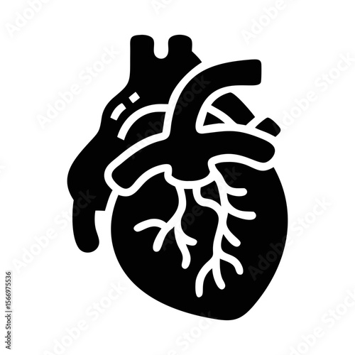 Anatomical Illustration of a Stylized Human Heart with Arteries and Veins