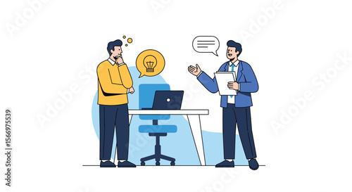 Business professionals discussing financial growth and investment strategies in a modern office setting with digital data visualization elements