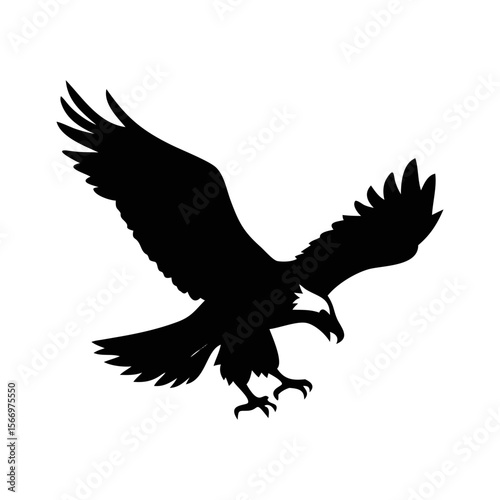 Silhouette of an eagle soaring through the sky with wings spread wide