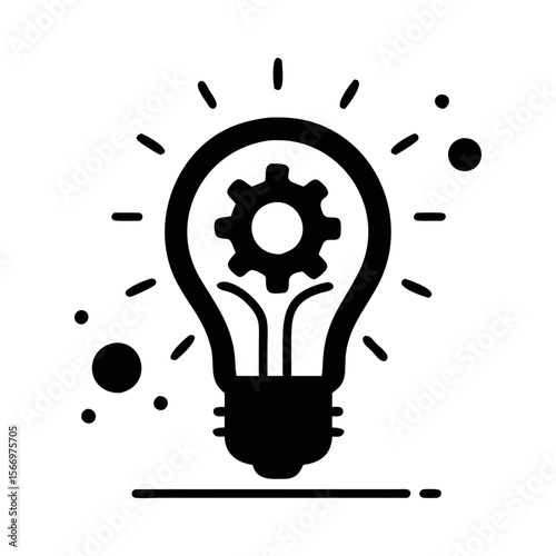 Creative Idea Generation with Technology Lightbulb and Gear Mechanism, Digital Innovation