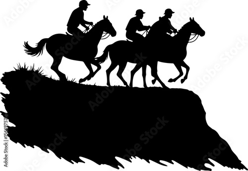 Mountain Horse Racing Downhill Silhouette vector bundle