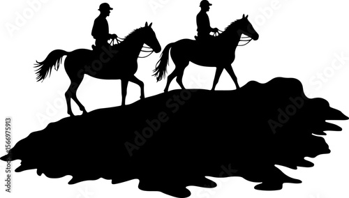 Mountain Horse Racing Downhill Silhouette vector bundle