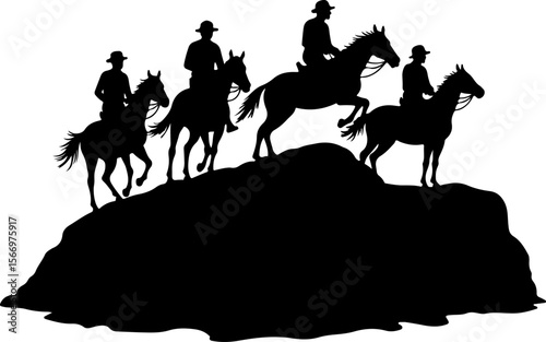 Mountain Horse Racing Downhill Silhouette vector bundle