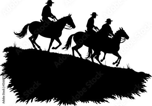 Mountain Horse Racing Downhill Silhouette vector bundle