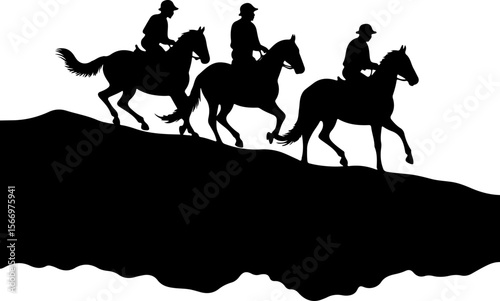 Mountain Horse Racing Downhill Silhouette vector bundle