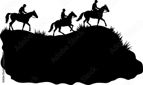 Mountain Horse Racing Downhill Silhouette vector bundle