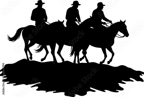 Mountain Horse Racing Downhill Silhouette vector bundle