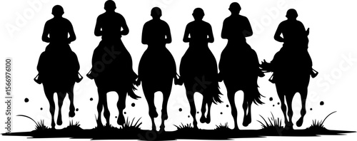 Mountain Horse Racing Downhill Silhouette vector bundle