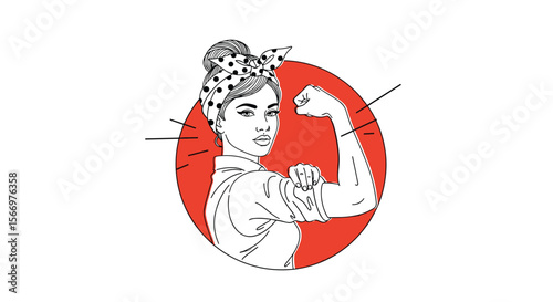Iconic woman flexing bicep symbol of strength and empowerment represents determination and resilience in the face of adversity