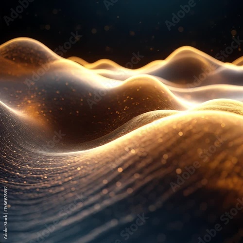 Organic Gold and Silver Shapes in Fluid Motion with Pulsing Light