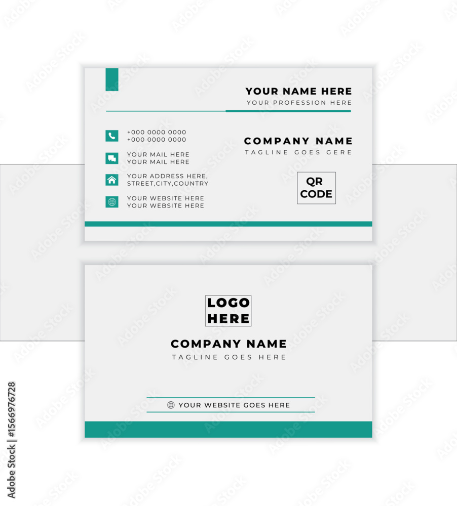 Naklejka premium Double-sided creative business card template. landscape orientation. Vector illustration graphic design. Modern shape with abstract color. Luxury background. Vector illustration print template.