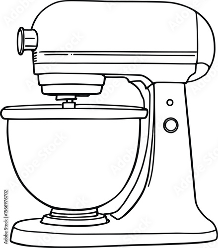 Black-and-White Vector Illustration of Stand Mixer – Single-Item Kitchen Appliance Icon