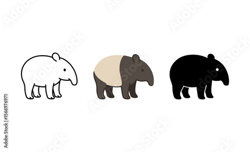 Minimalist tapir trio in monochrome and neutral tones