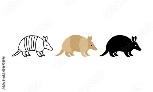 Armadillo trio in minimalist black white and brown design