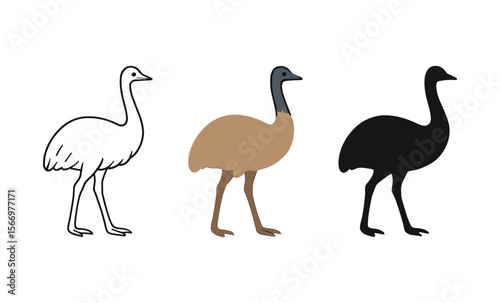 Three stylized bird silhouettes in varied artistic interpretations
