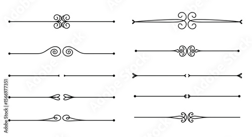 Decorative line dividers in minimalist black and white style  