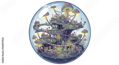 Wallpaper Mural Pixel Art Mushroom Forest Encased In A Glass Orb Against A Transparent Background Torontodigital.ca