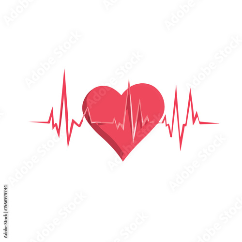 heartbeat isolated in White Background, heartbeat vector, Flat lay vector illustration