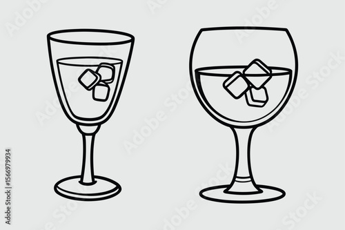 glass of wine, glass of champagne vector art