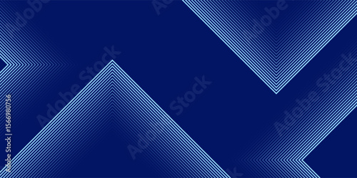 Abstract line blue background with dynamic effect. Motion vector illustration with white line decoration. Trendy dark navy blue gradient.