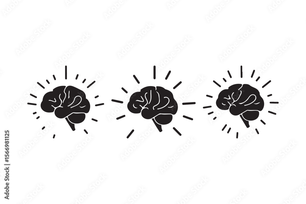 Fototapeta premium Shining brain icons representing ideas and intelligence