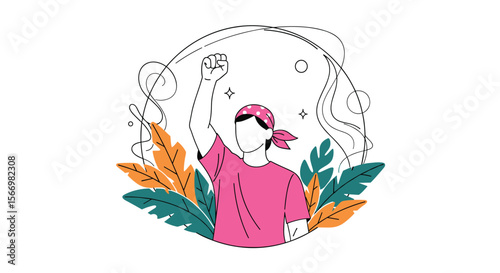 Illustrative concept of human resilience and inner strength during adversity and challenges