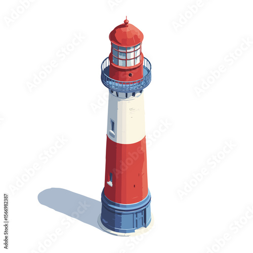  lighthouse isolated in White Background, lighthouse vector, Flat lay vector illustration