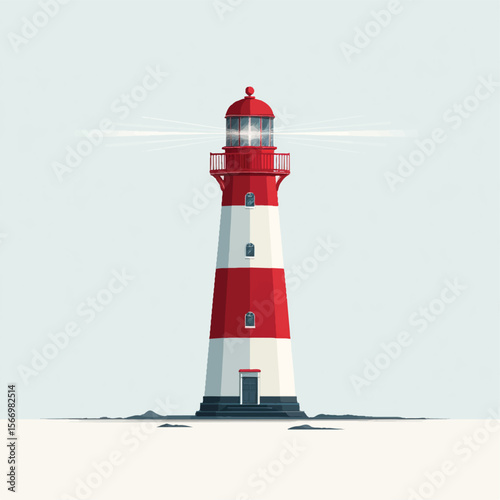  lighthouse isolated in White Background, lighthouse vector, Flat lay vector illustration