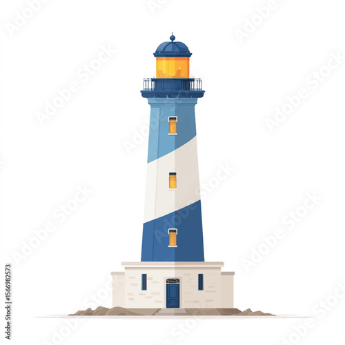  lighthouse isolated in White Background, lighthouse vector, Flat lay vector illustration