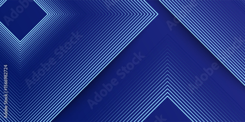 Abstract line blue background with dynamic effect. Motion vector illustration with white line decoration. Trendy dark navy blue gradient.