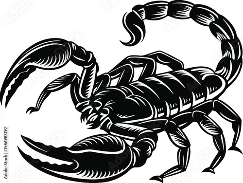 Scorpion in Curling Tail Position Deadly Scorpion with Arched Tail Vector Art