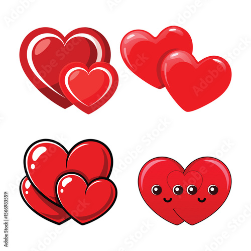 Two Red Hearts United – Romantic Love Vector Icon