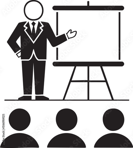 Businessperson Giving Presentation With Chart To Audience Depicting Meeting Training Seminar Leadership Workshop And Public Speaking

