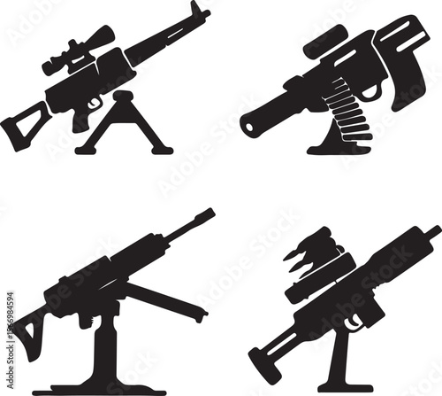set of guns silhouettes