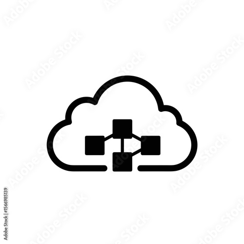 Cloud network connectivity symbol with interconnected blocks  