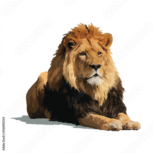 lion isolated in White Background, lion vector, Flat lay vector illustration
