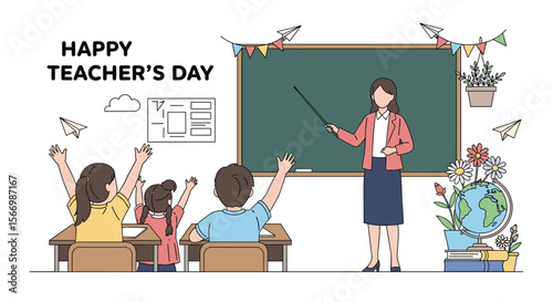 Celebrating the dedication and impact of teachers on happy teachers day with engaged students in the classroom learning environment