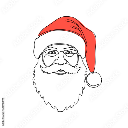 Santa Claus smiling with glasses and red hat illustration  